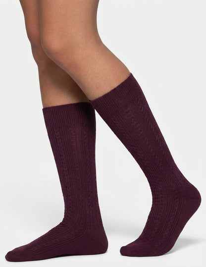 Cable Ribbed Knee High - Winetasting | Hue