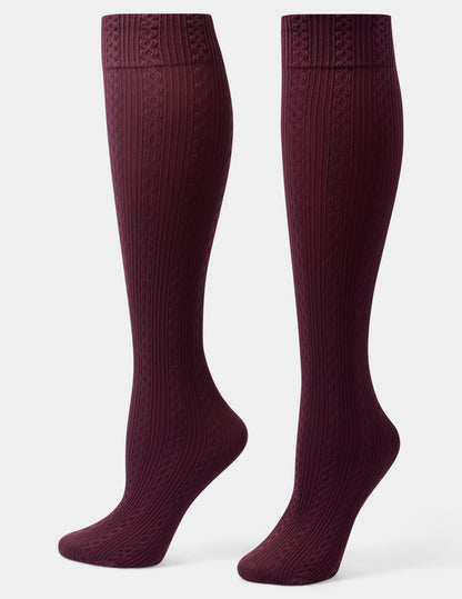 Cable Ribbed Knee High - Winetasting | Hue