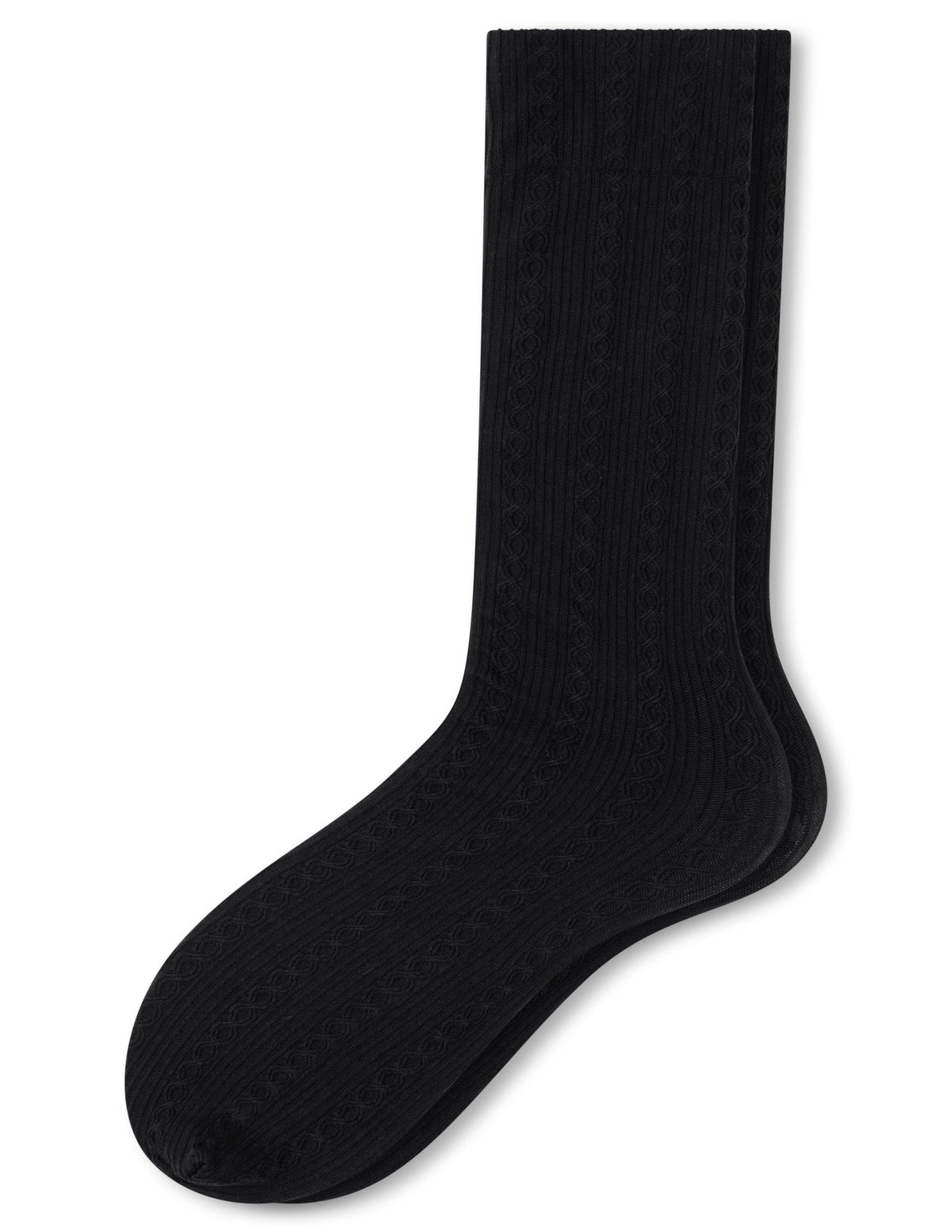 Cable Ribbed Knee High - Black | Hue