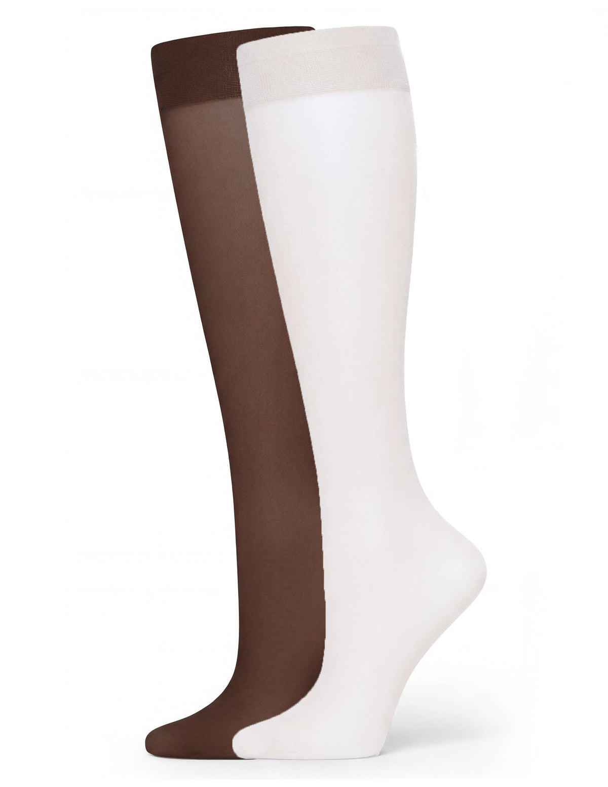 Sheer Knee High Socks 2 Pair Pack - Brown | Hue