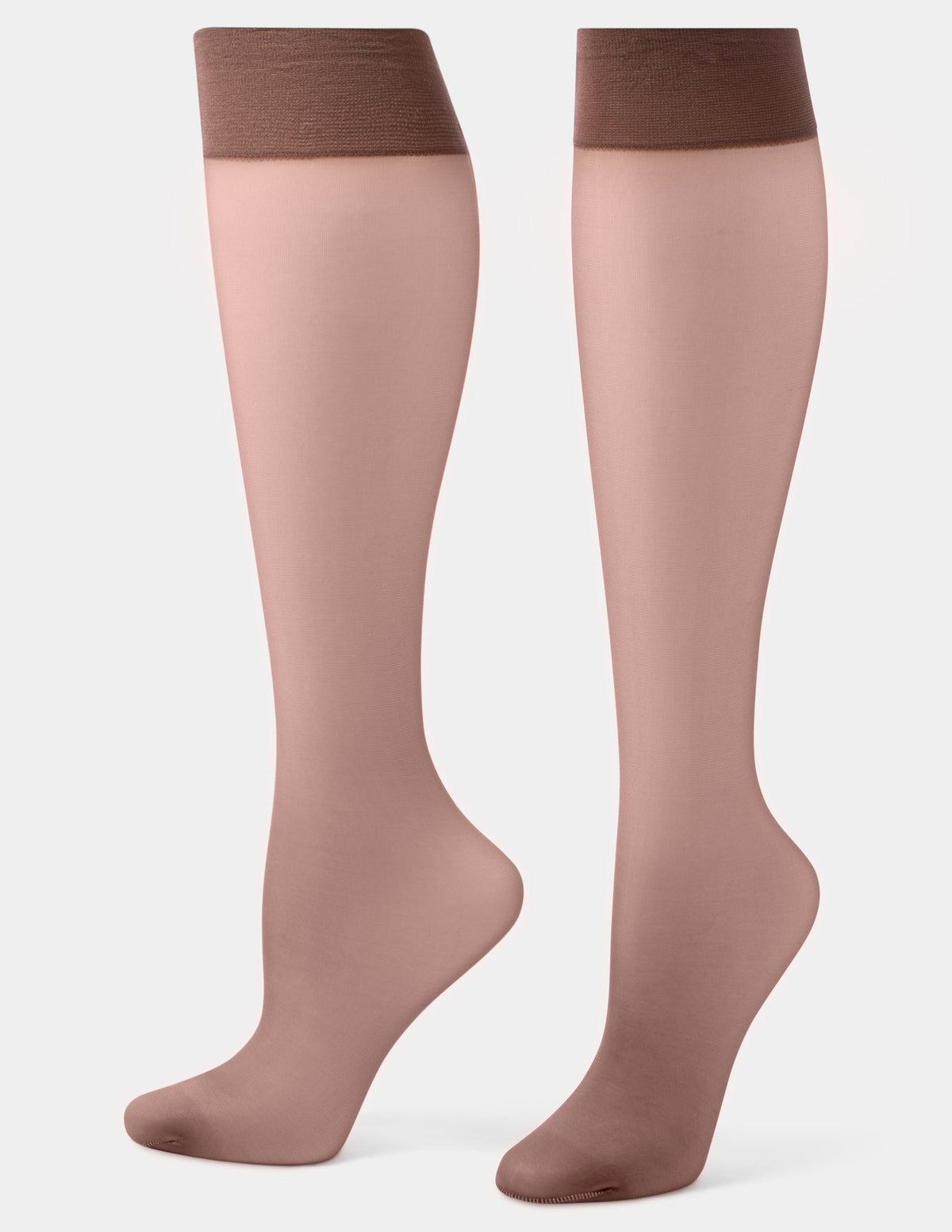 Sheer Knee High Socks 2 Pair Pack - Brown | Hue