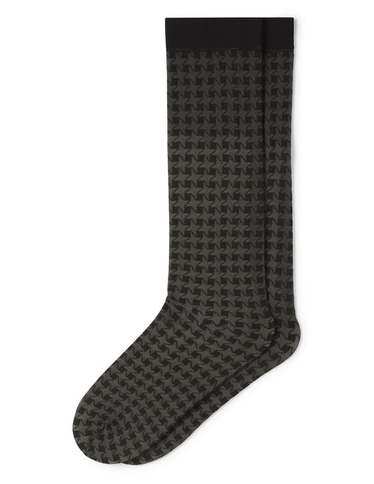 Tonal Houndstooth Knee High - Black | Hue
