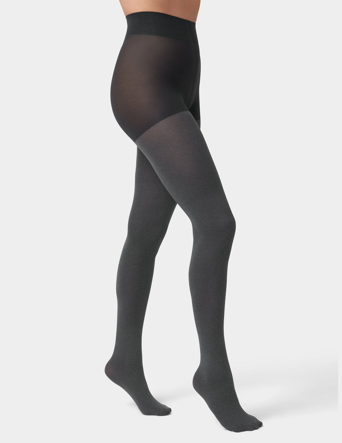 Opaque Tights with Control Top 2 Pack - Graphite Heather | Hue
