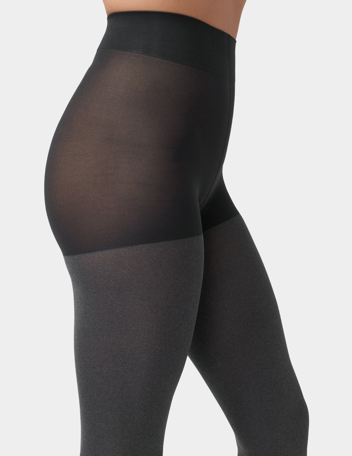 Opaque Tights with Control Top 2 Pack - Graphite Heather | Hue