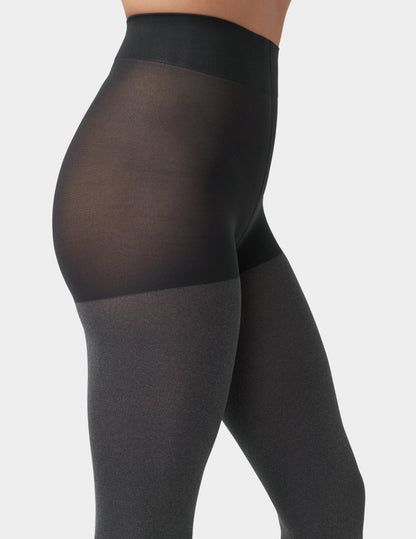 Opaque Tights with Control Top 2 Pack - Graphite Heather | Hue
