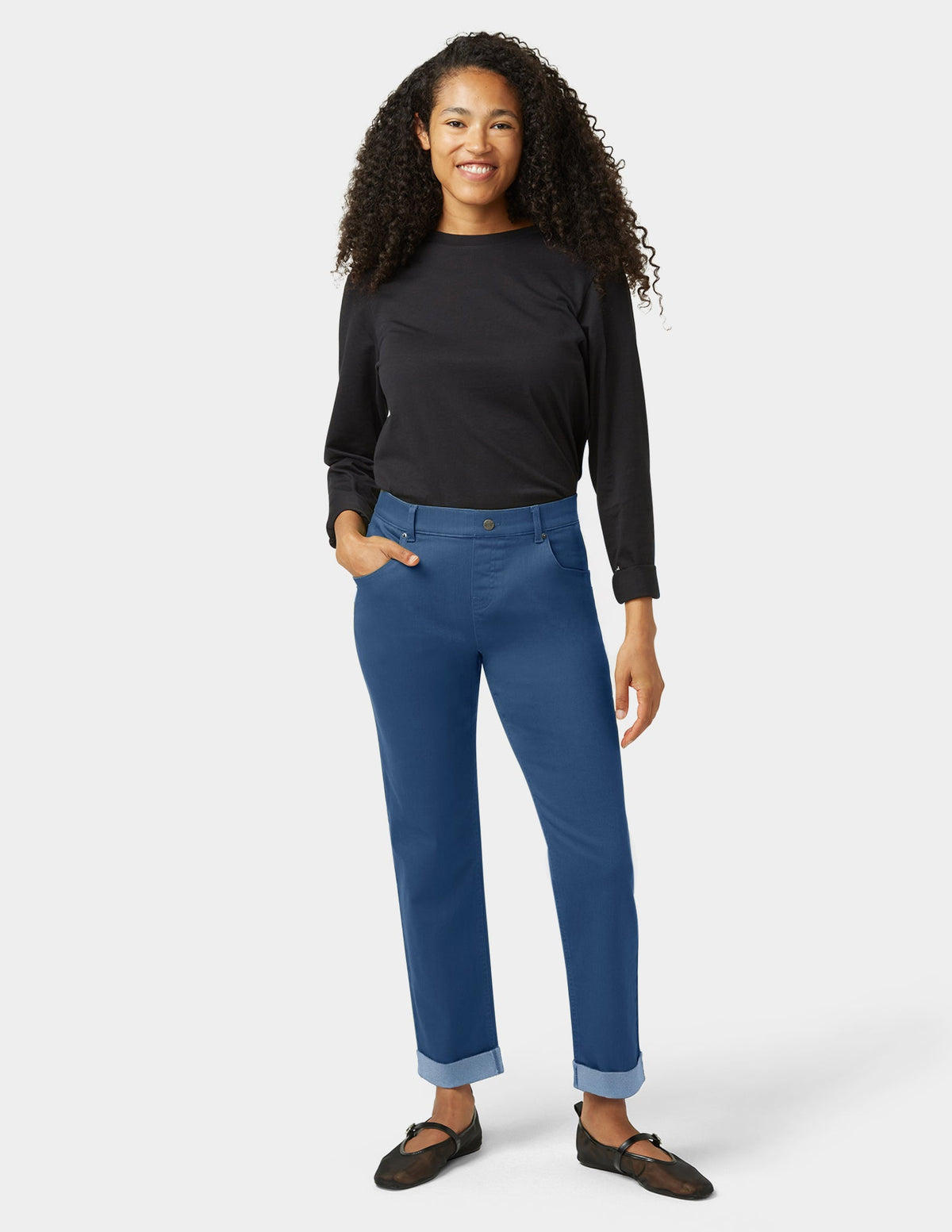 Girlfriend Mid-Rise Denim Pant - Medium Wash | Hue