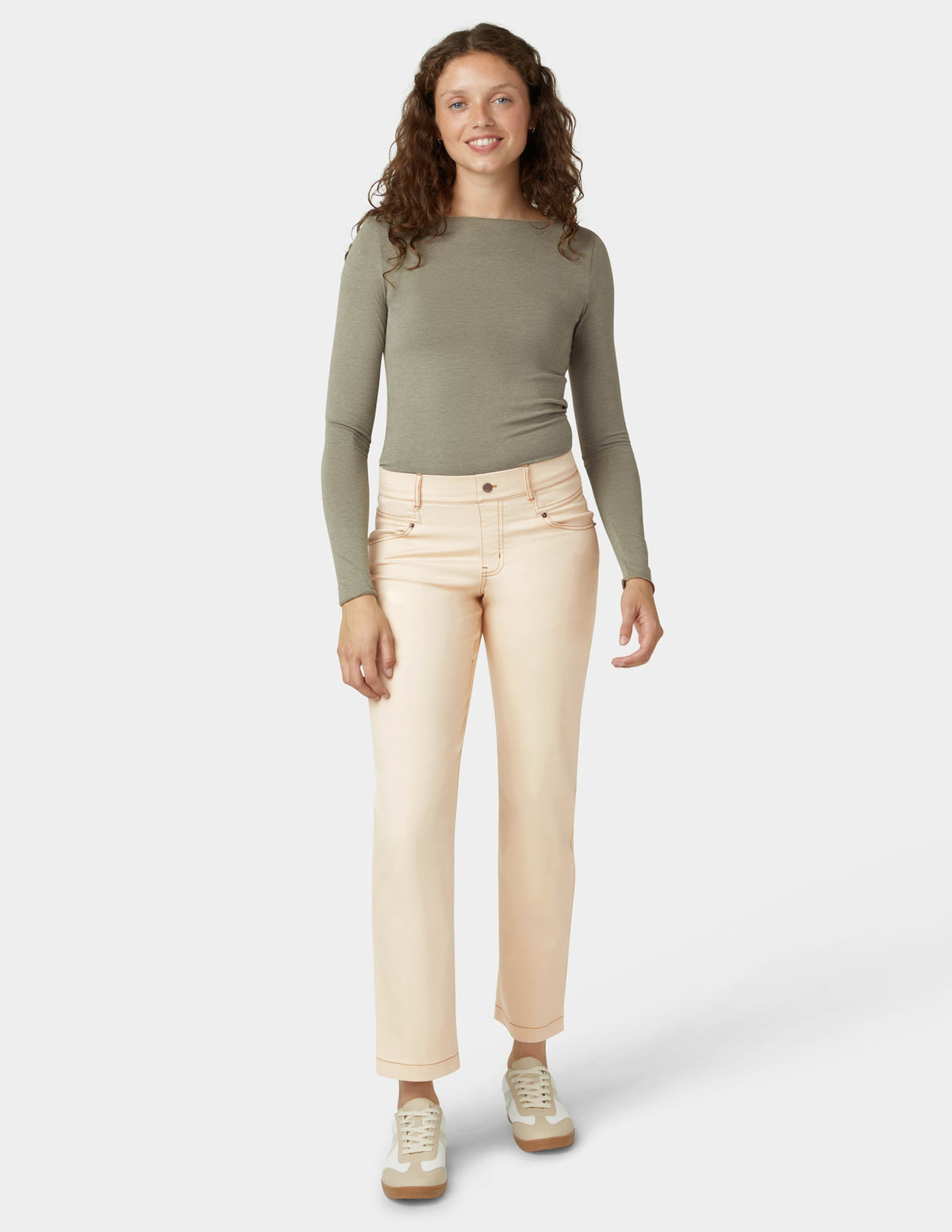 Crosshatch Denim Straight Leg Pant - Ecru | Hue