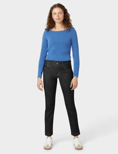 Crosshatch Denim Straight Leg Pant - Black | Hue