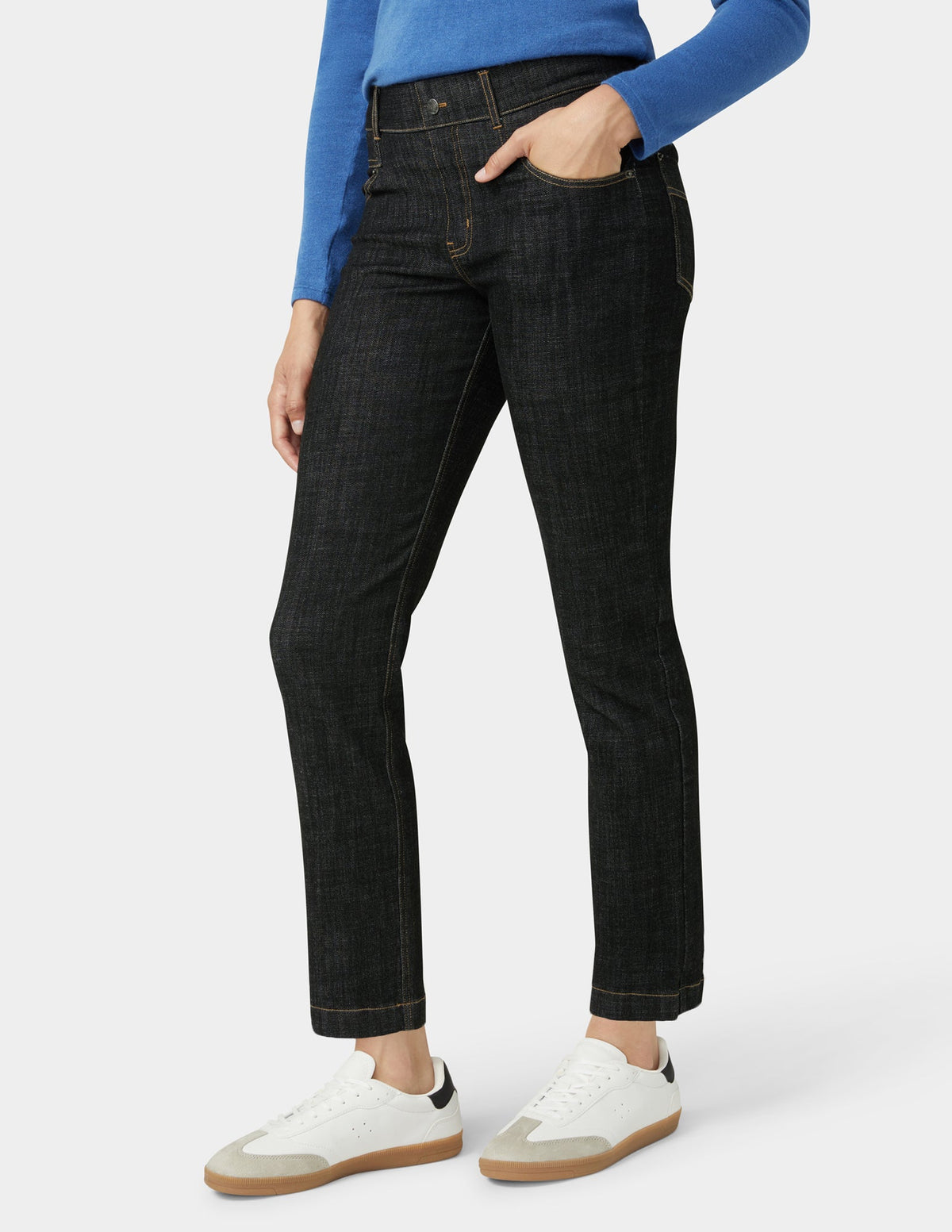 Crosshatch Denim Straight Leg Pant - Black | Hue