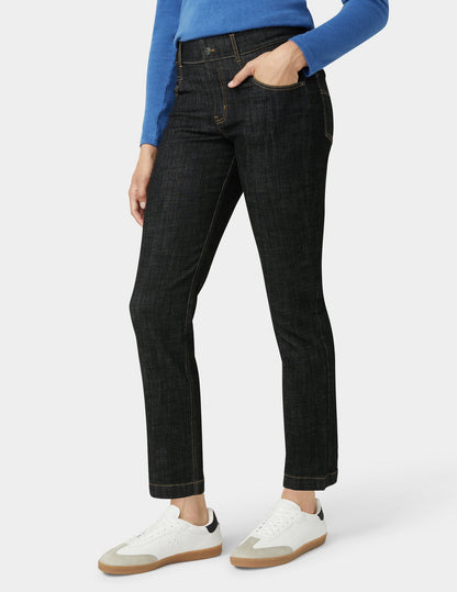 Crosshatch Denim Straight Leg Pant - Black | Hue