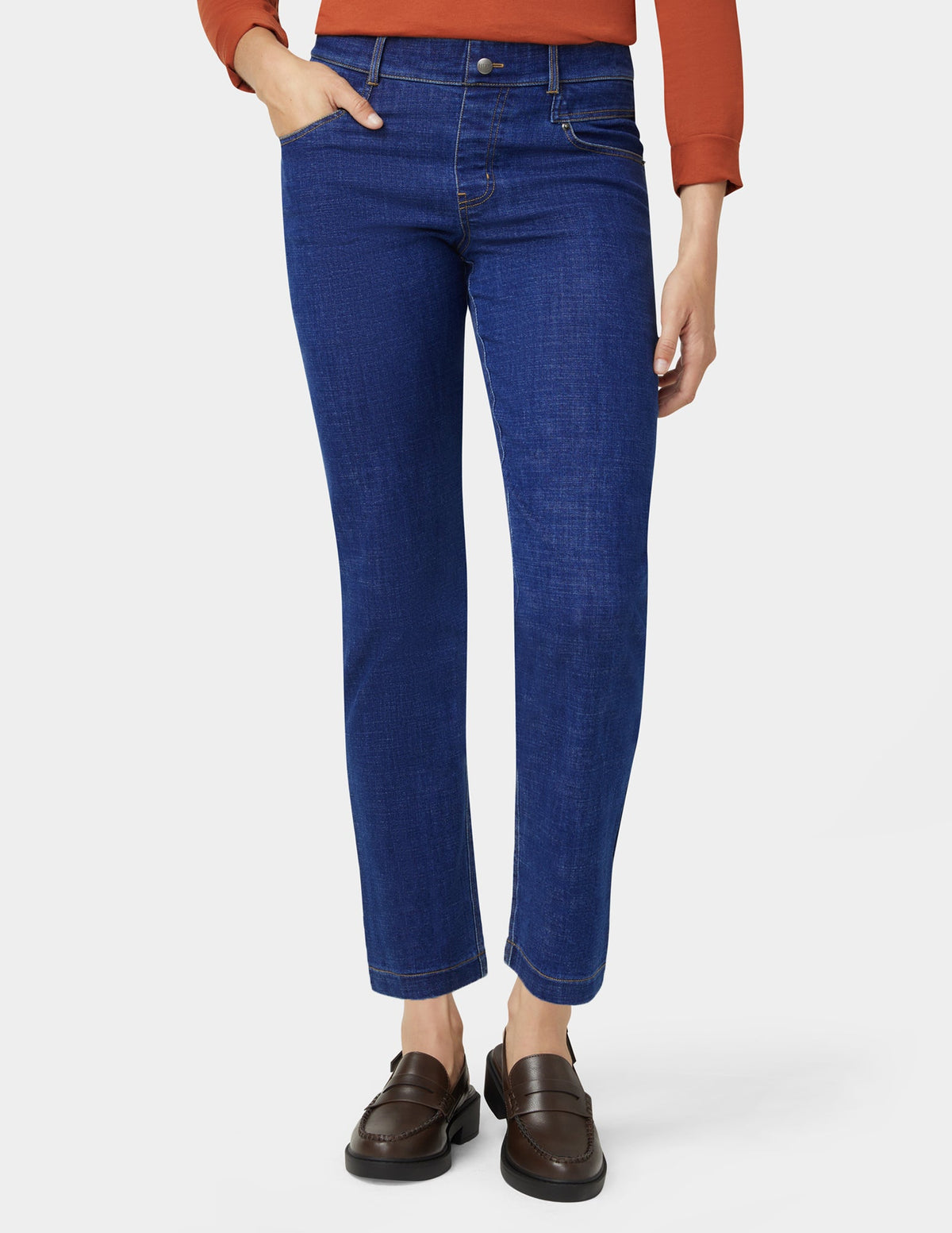 Crosshatch Denim Straight Leg Pant - Indigo | Hue