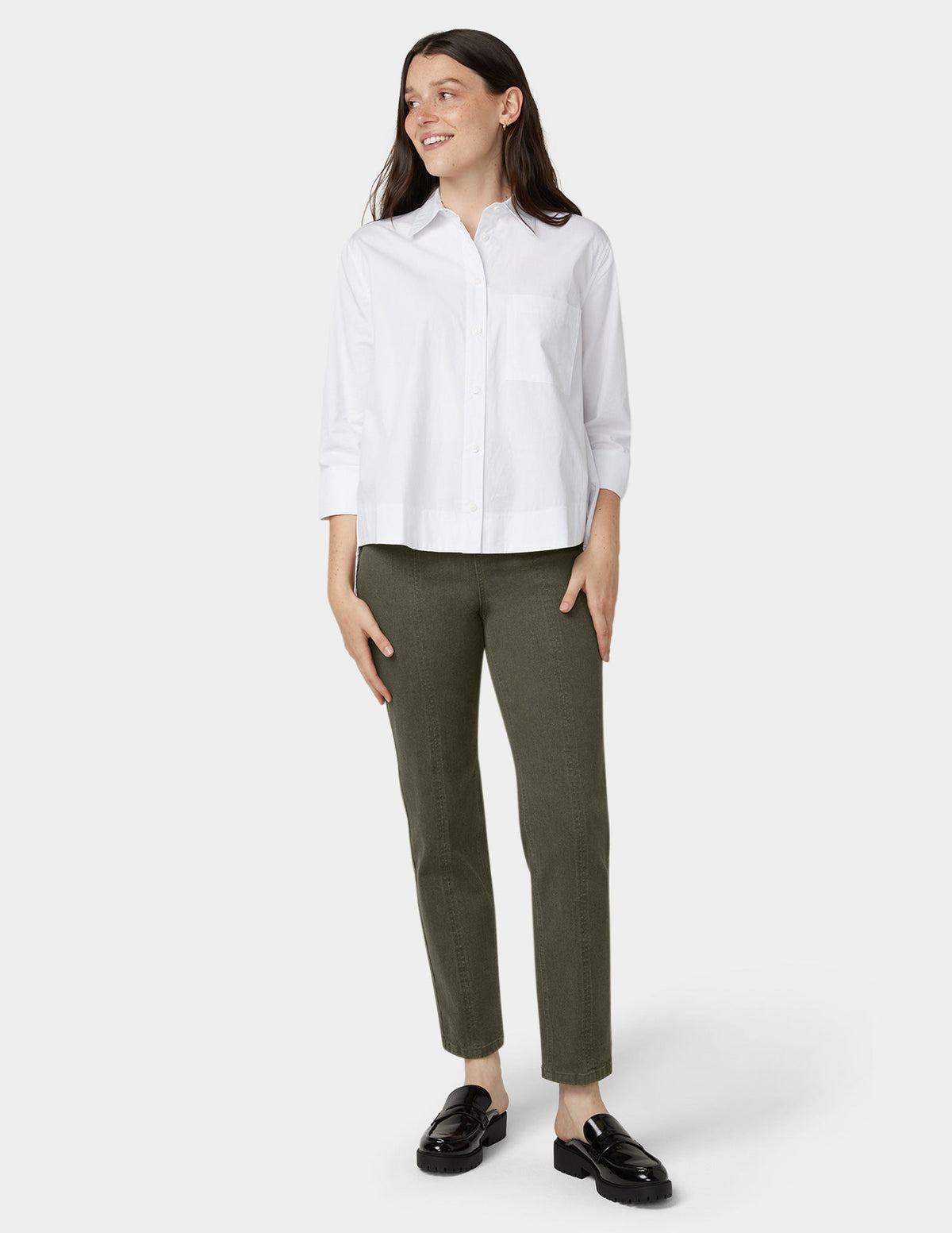 Denim Straight Leg Pant - Olive Night | Hue