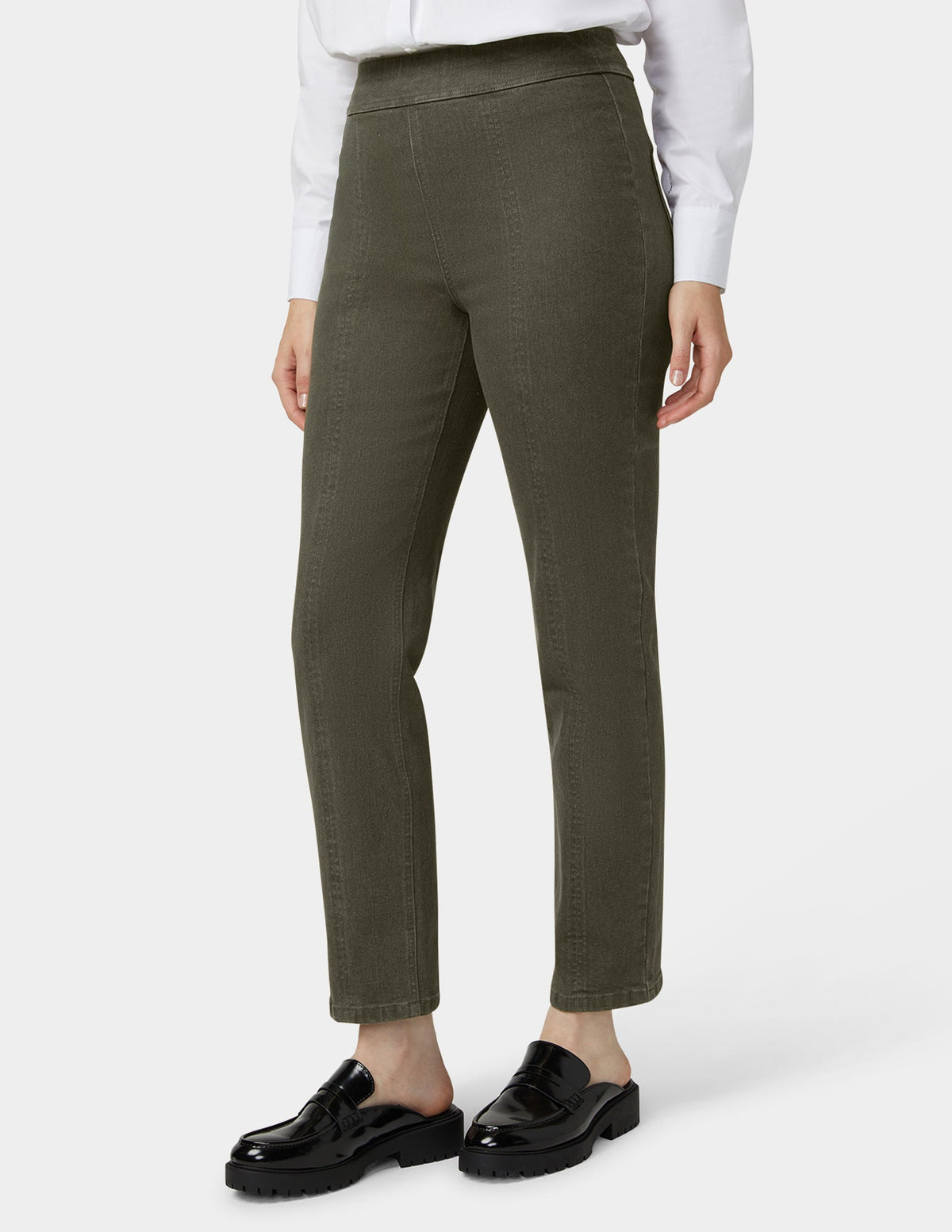 Denim Straight Leg Pant - Olive Night | Hue