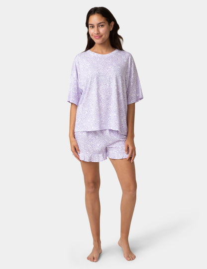Oversized Tee PJ Set - Purple Rose | Hue