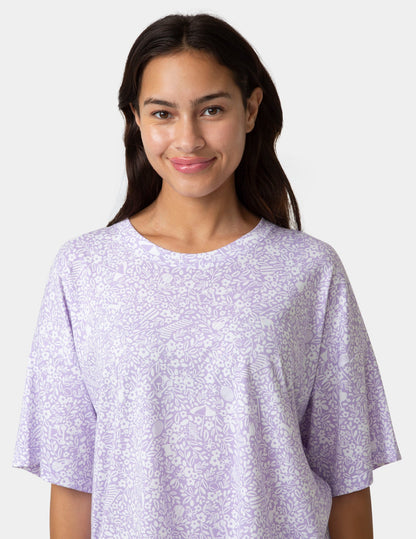 Oversized Tee PJ Set - Purple Rose | Hue