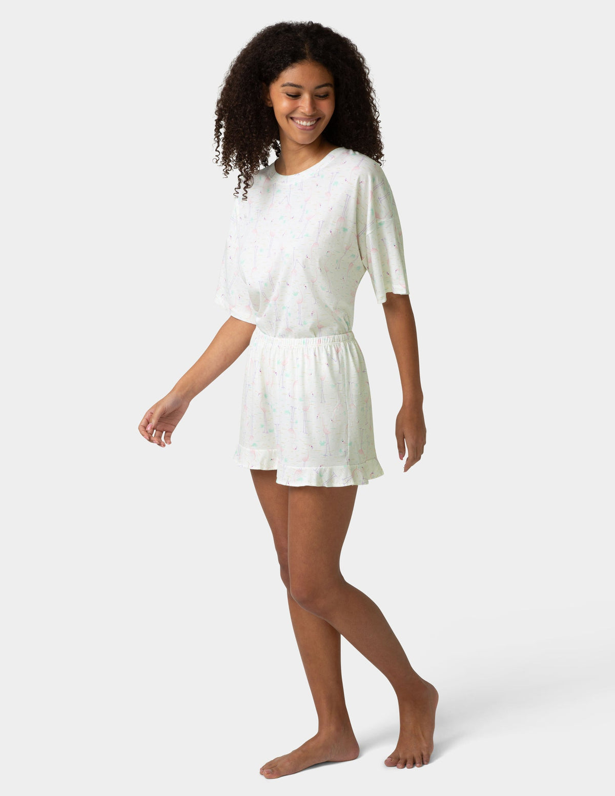 Oversized Tee PJ Set - Egret | Hue