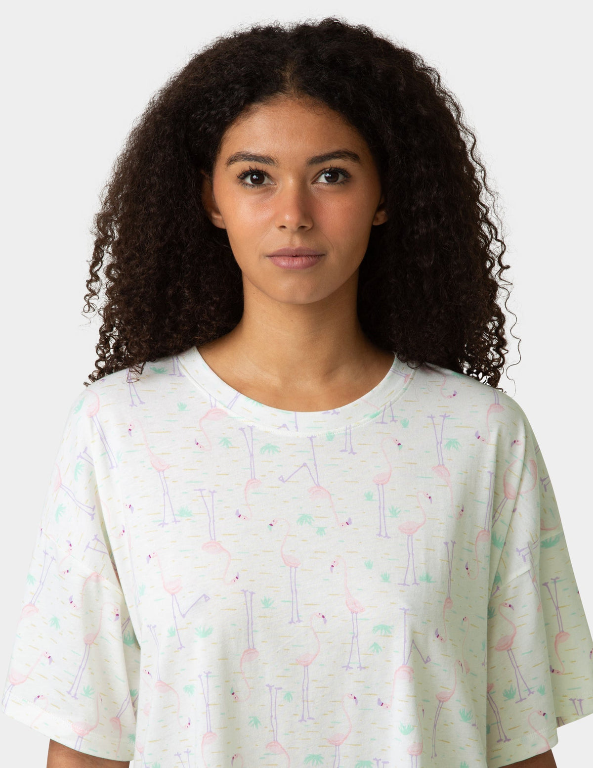 Oversized Tee PJ Set - Egret | Hue