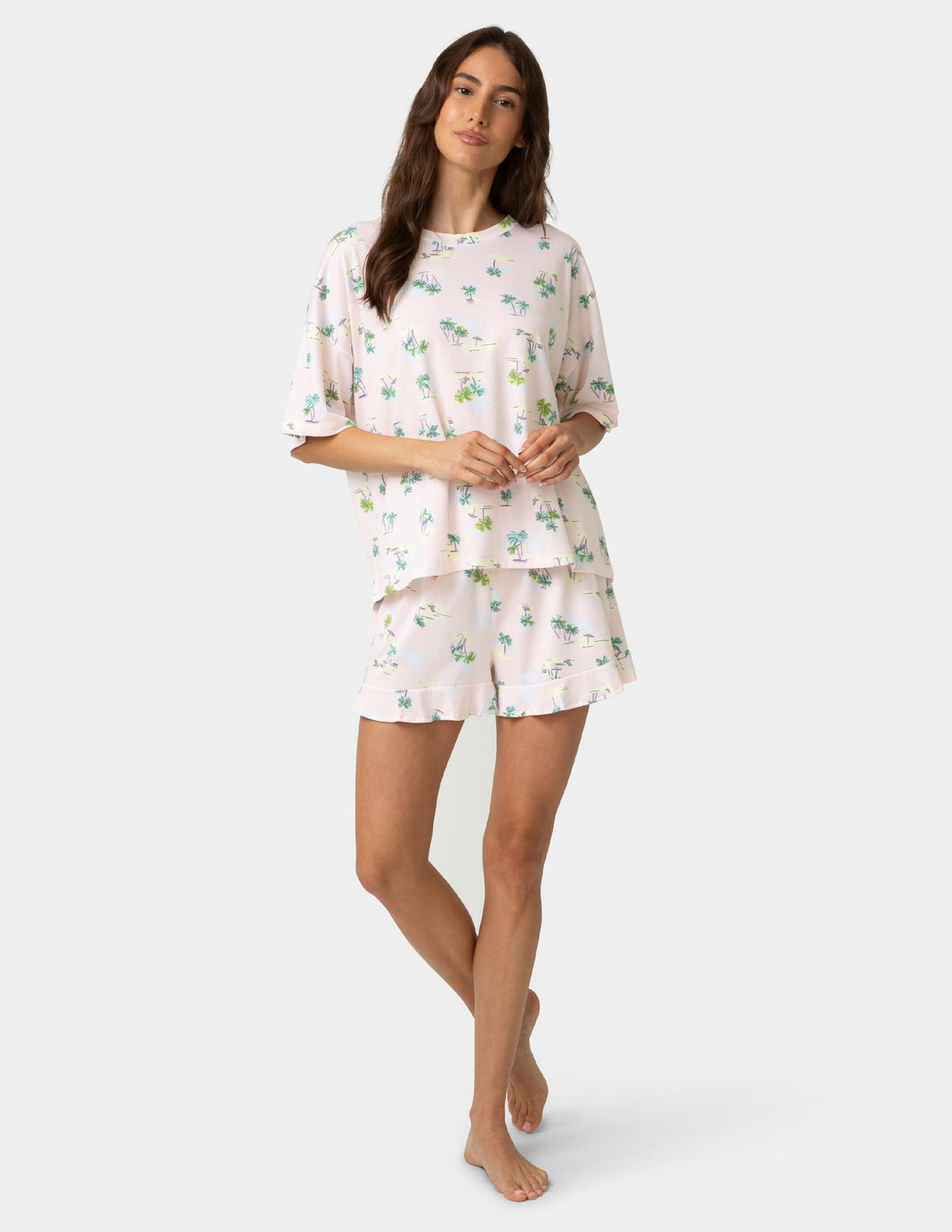 Oversized Tee PJ Set - Pink Dogwood | Hue