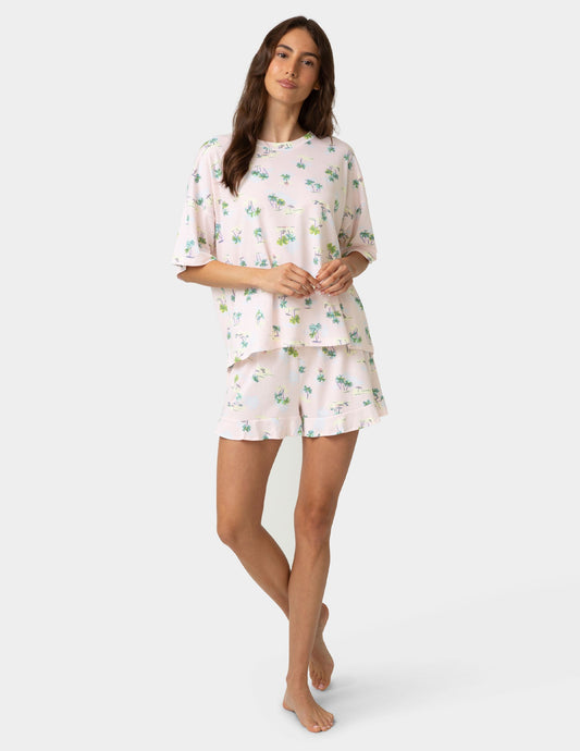 Oversized Tee PJ Set - Pink Dogwood | Hue