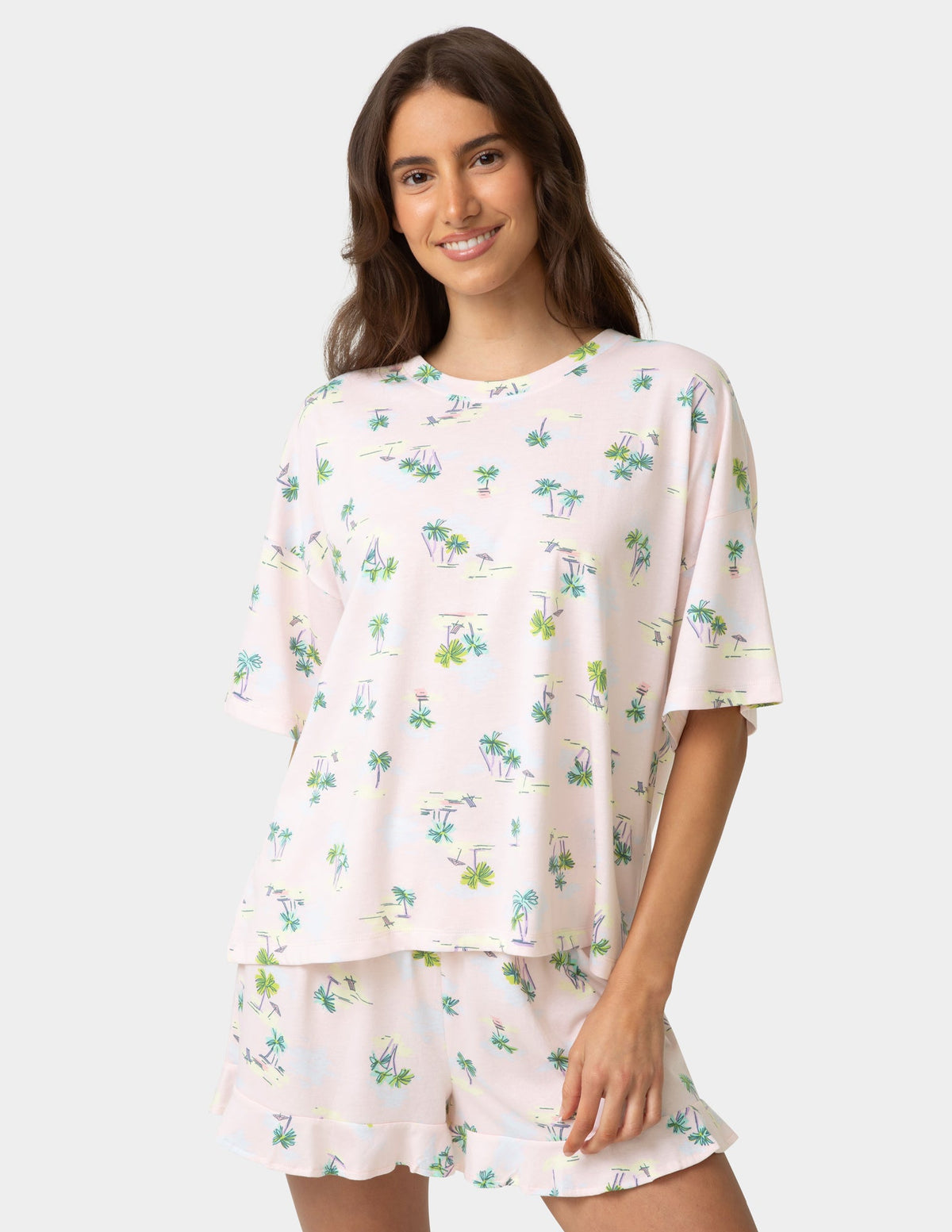 Oversized Tee PJ Set - Pink Dogwood | Hue