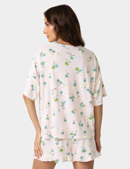Oversized Tee PJ Set - Pink Dogwood | Hue