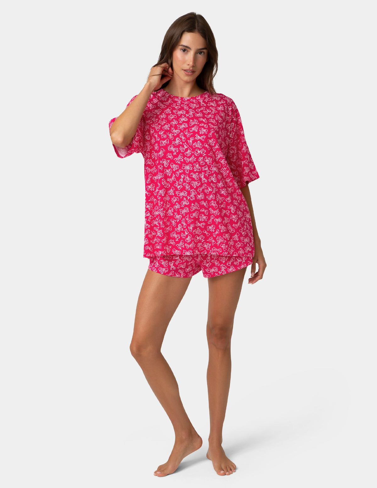 Put A Bow On It PJ Set - Bright Rose | Hue