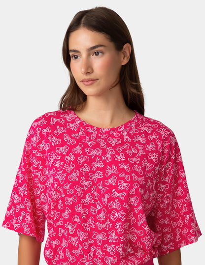 Put A Bow On It PJ Set - Bright Rose | Hue
