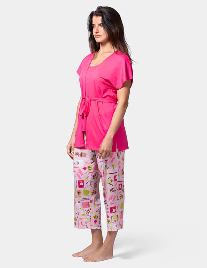 Mama Jama 3 Piece PJ Set - Beetroot Pink | Hue