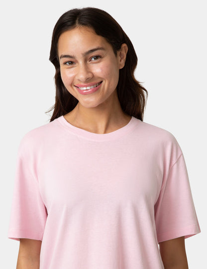 Short Sleeve Cotton Candied Boxy PJ Tee - Light Pink | Hue