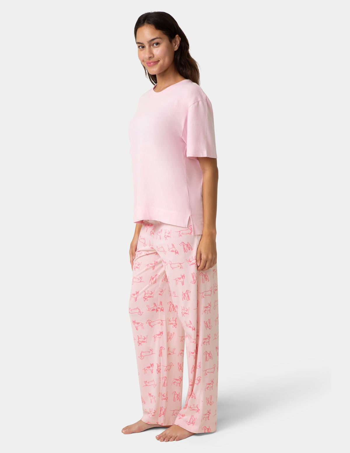 Short Sleeve Cotton Candied Boxy PJ Tee - Light Pink | Hue