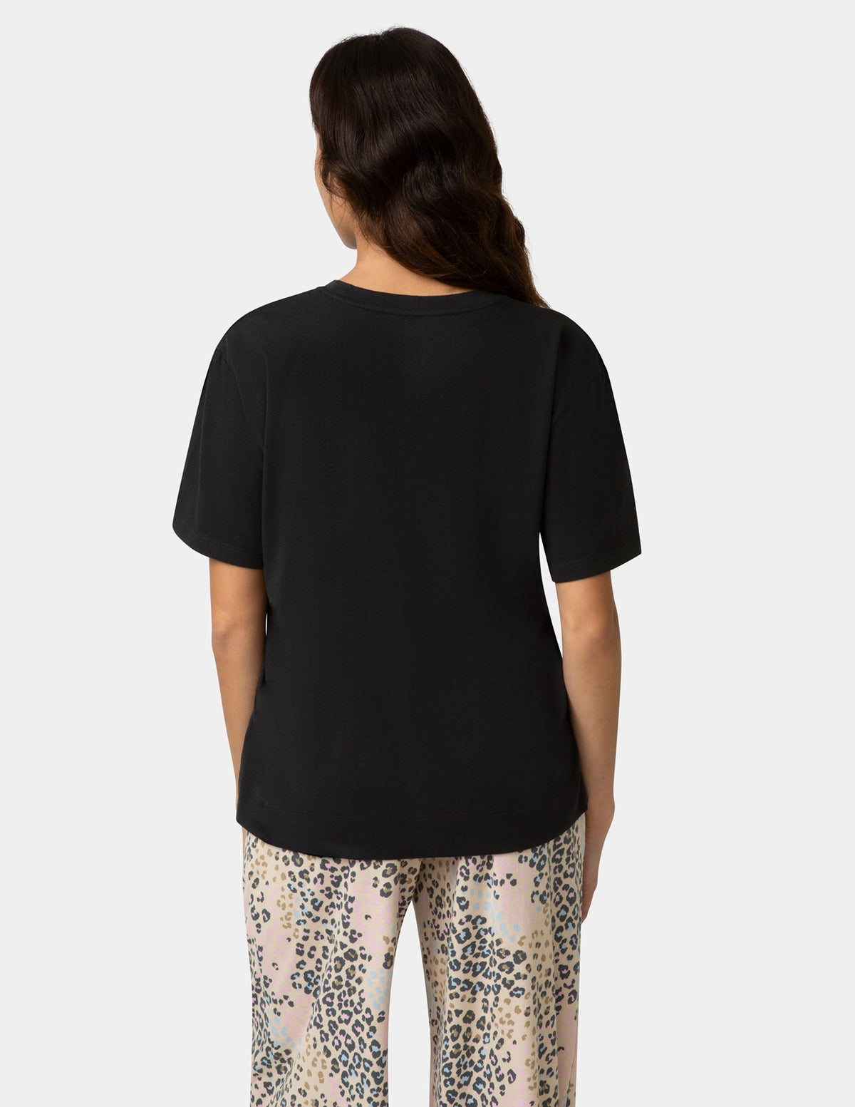 Short Sleeve Cotton Candied Boxy PJ Tee - Black | Hue