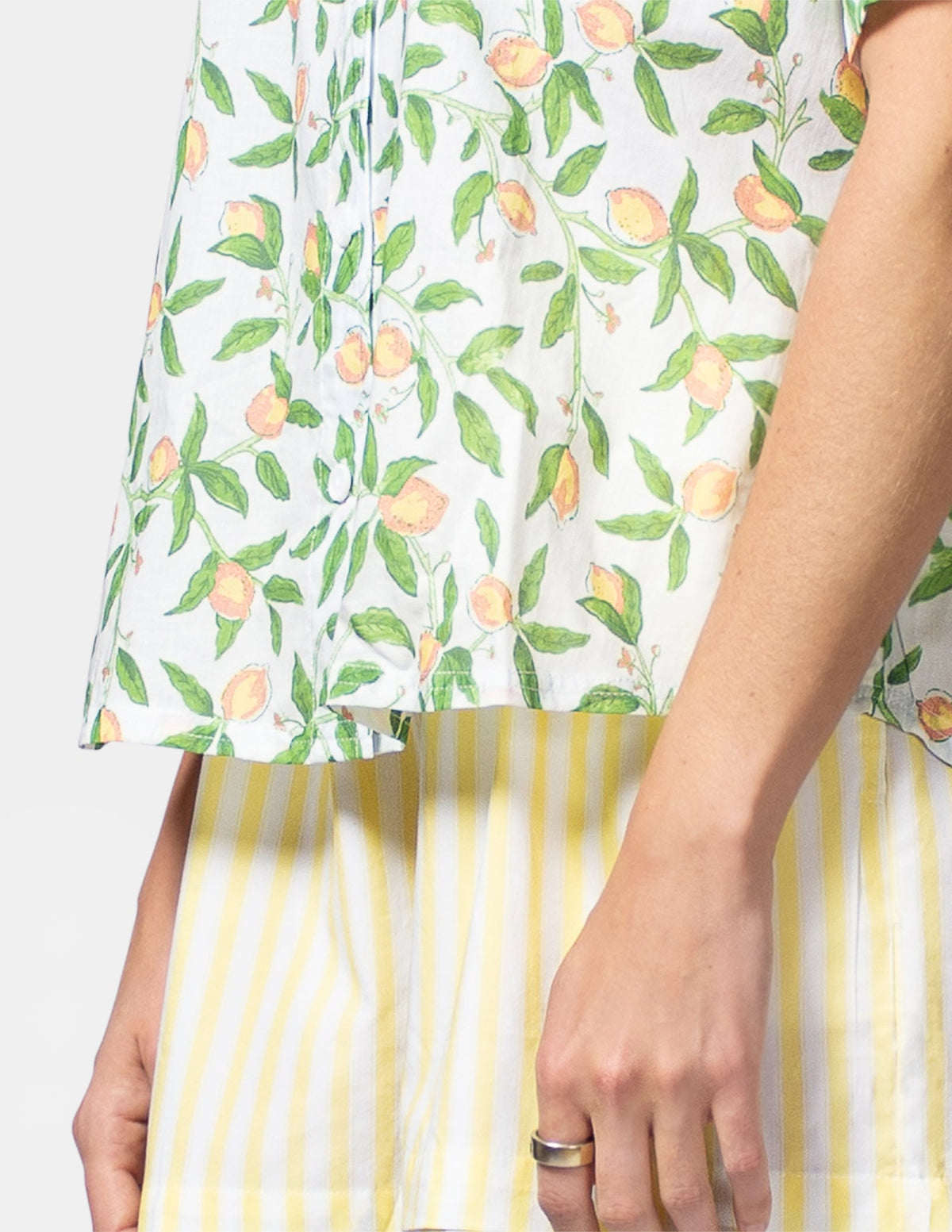 Short Sleeve Voile Camp PJ Top - Bright White | Hue