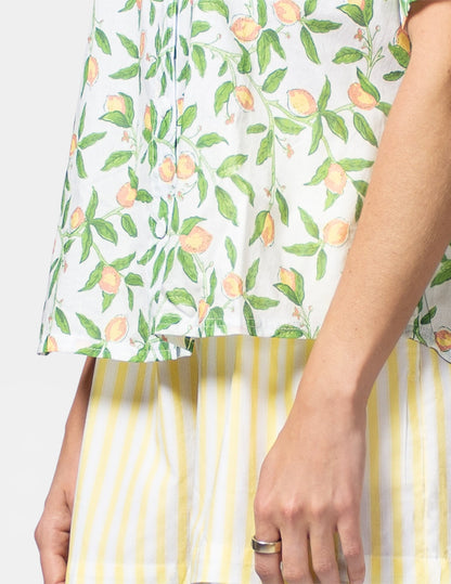 Short Sleeve Voile Camp PJ Top - Bright White | Hue