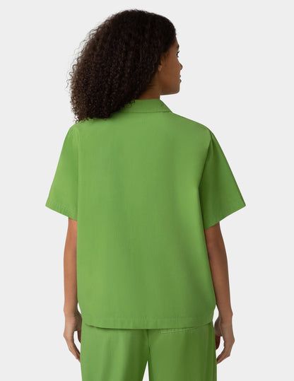 Short Sleeve Poplin Camp PJ Top - Cactus | Hue