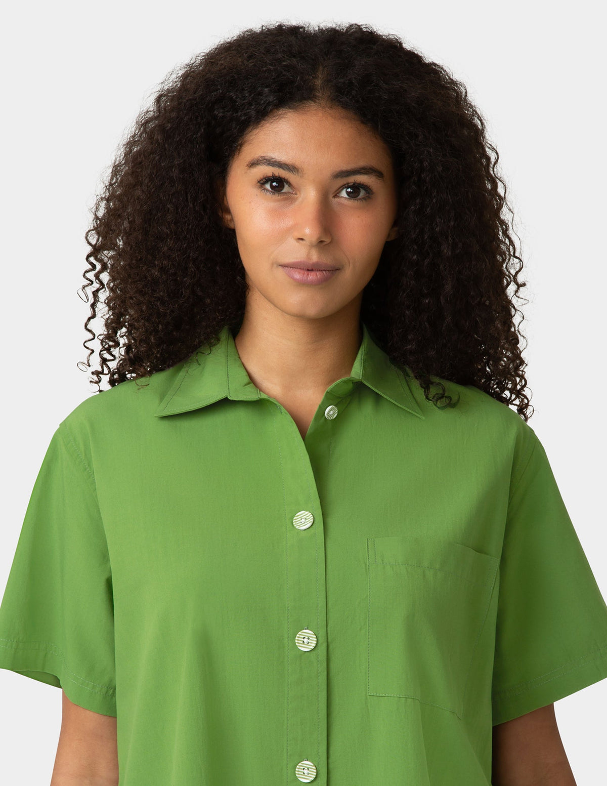 Short Sleeve Poplin Camp PJ Top - Cactus | Hue