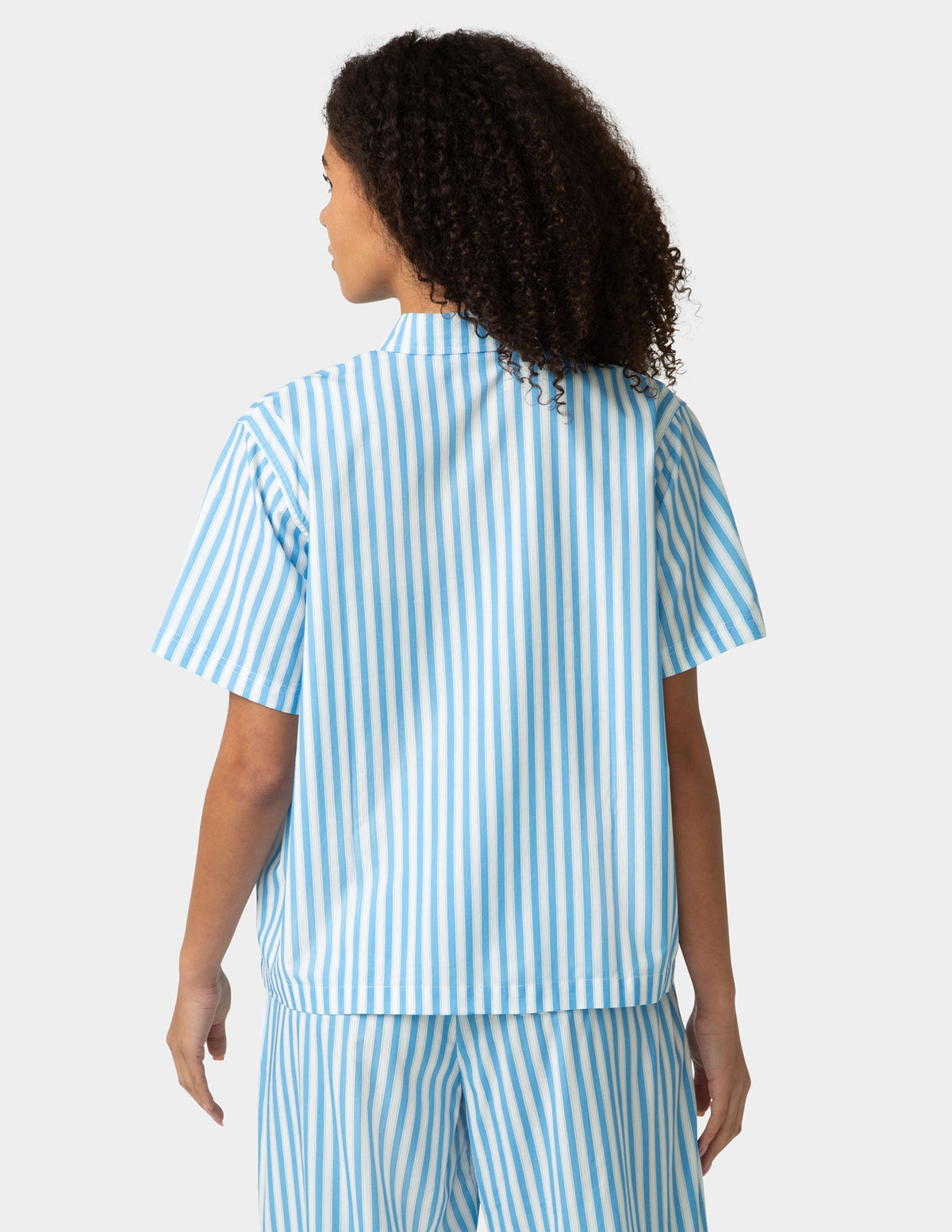 Short Sleeve Poplin Camp PJ Top - Azure Blue | Hue