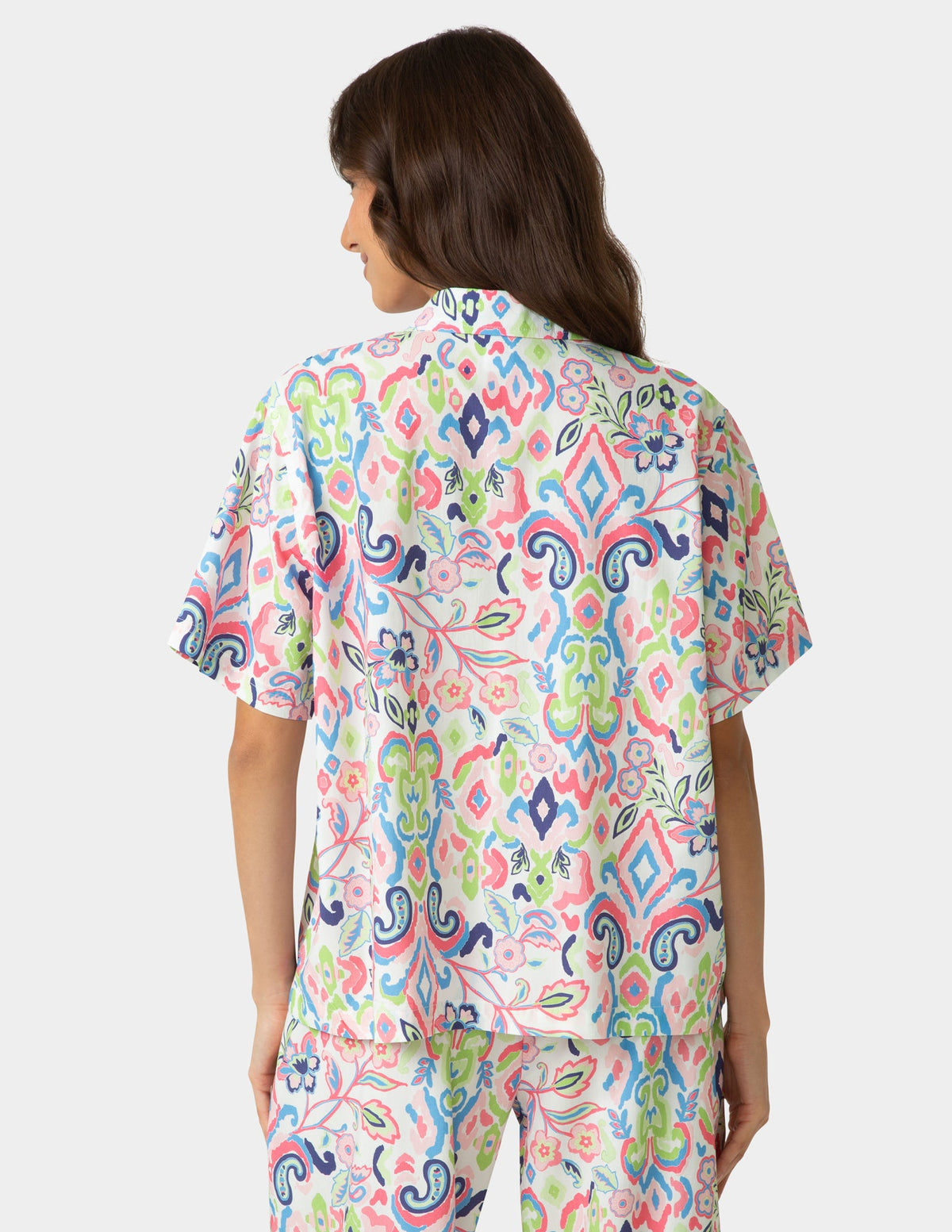 Short Sleeve Poplin Camp PJ Top - Bright White | Hue
