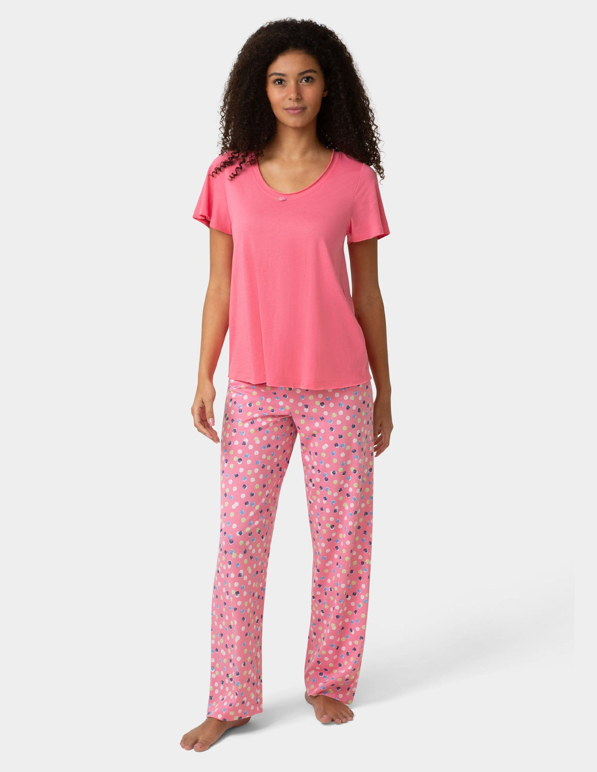 Short Sleeve Rosette PJ Tee - Camellia Rose | Hue