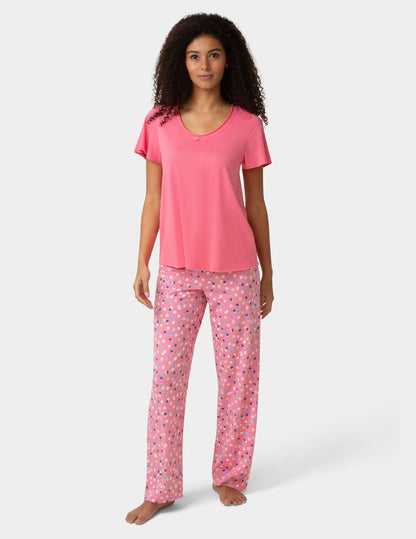 Short Sleeve Rosette PJ Tee - Camellia Rose | Hue