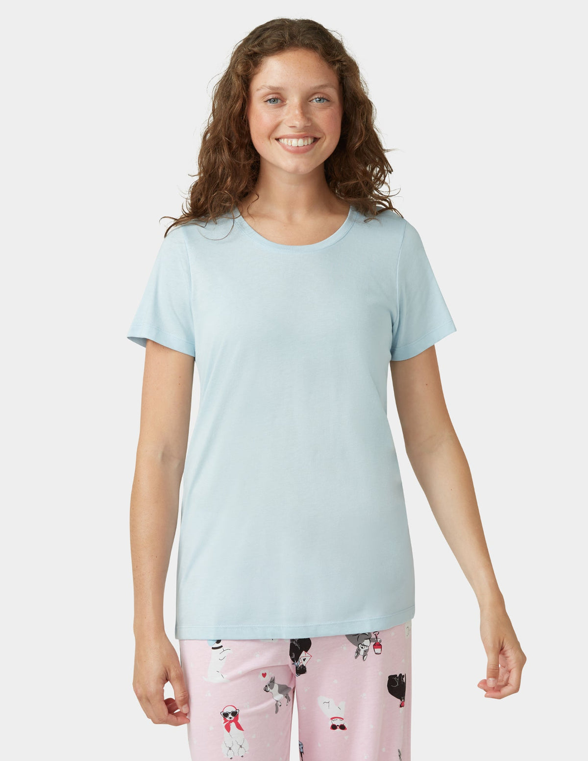 Solid Short Sleeve Scoop Neck PJ Tee - Angel Falls | Hue