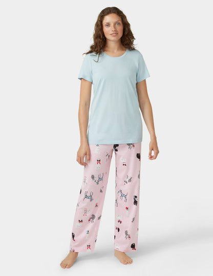 Solid Short Sleeve Scoop Neck PJ Tee - Angel Falls | Hue