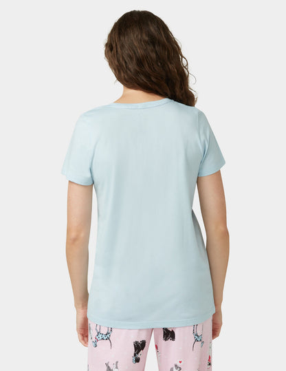 Solid Short Sleeve Scoop Neck PJ Tee - Angel Falls | Hue
