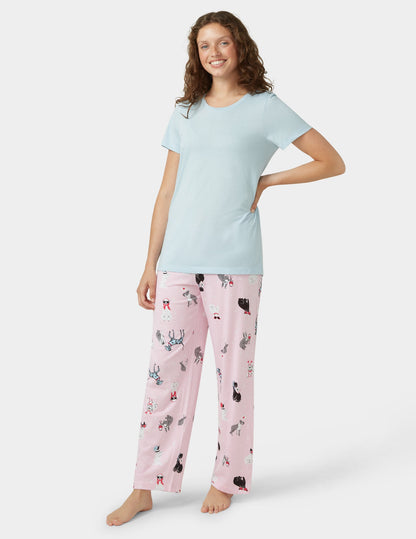 Solid Short Sleeve Scoop Neck PJ Tee - Angel Falls | Hue