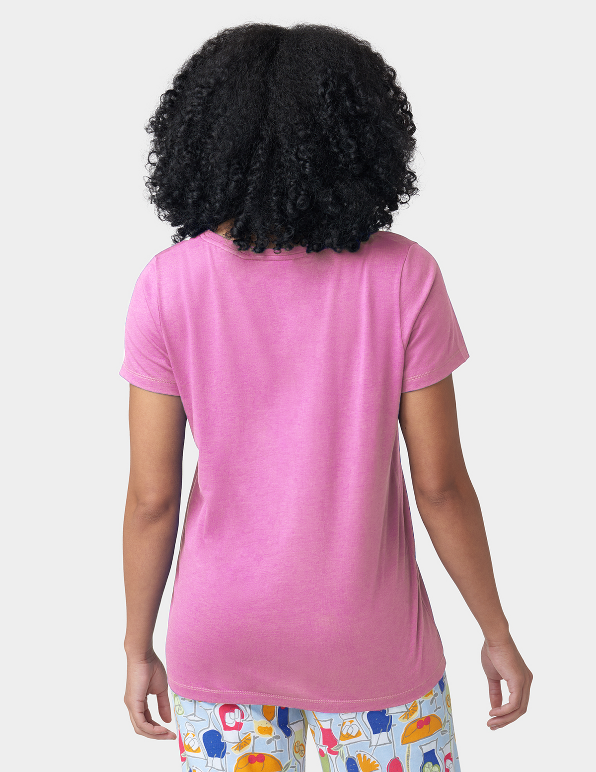 Solid Short Sleeve V-Neck PJ Tee - Radiant Orchid | Hue