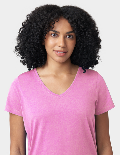 Solid Short Sleeve V-Neck PJ Tee - Radiant Orchid | Hue