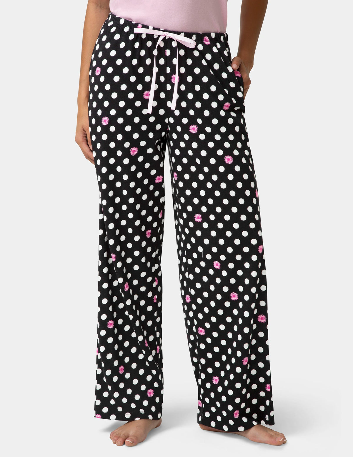 Cotton Candied Daisy Dot PJ Pant - Black | Hue