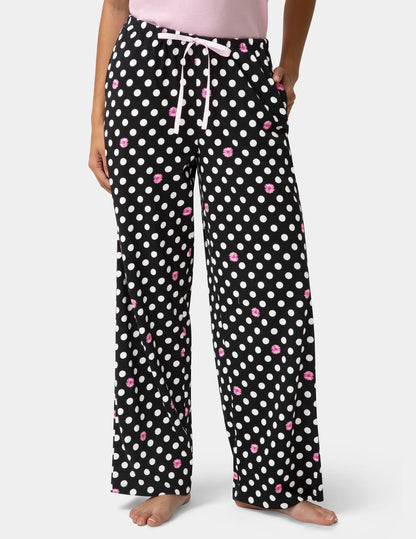 Cotton Candied Daisy Dot PJ Pant - Black | Hue