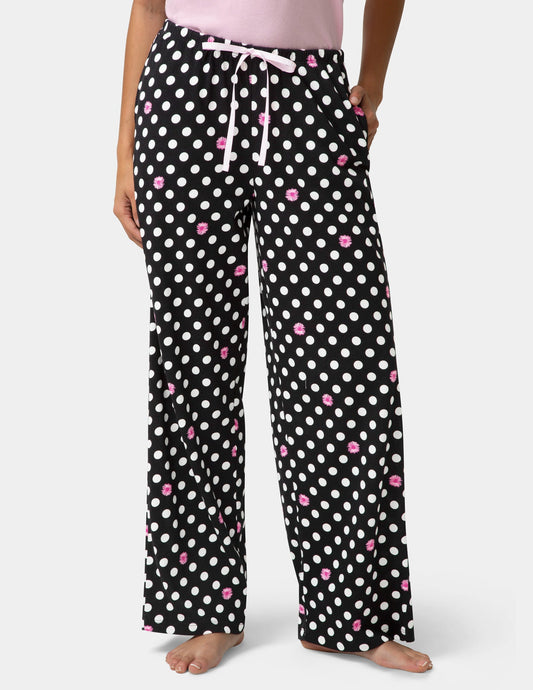Cotton Candied Daisy Dot PJ Pant - Black | Hue