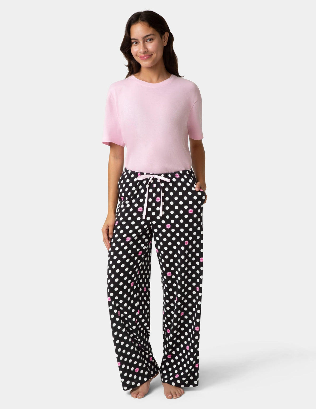 Cotton Candied Daisy Dot PJ Pant - Black | Hue