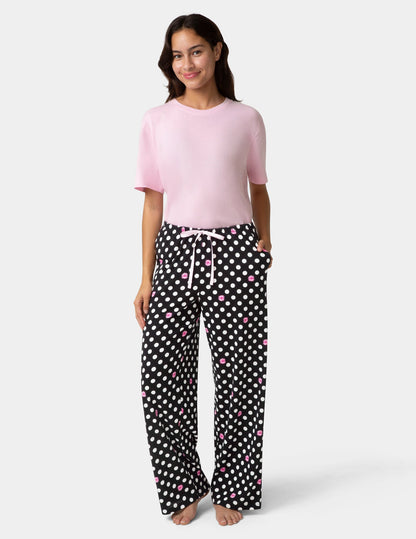 Cotton Candied Daisy Dot PJ Pant - Black | Hue